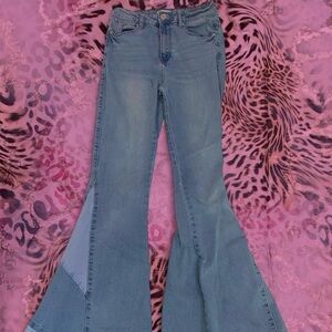 Womens Light Blue Flared Jeans